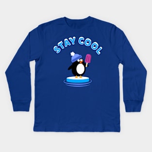 Stay Cool Penguin Kids Long Sleeve T-Shirt